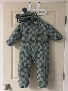 Disney Mickey Mouse Green Check Winter One-Piece
